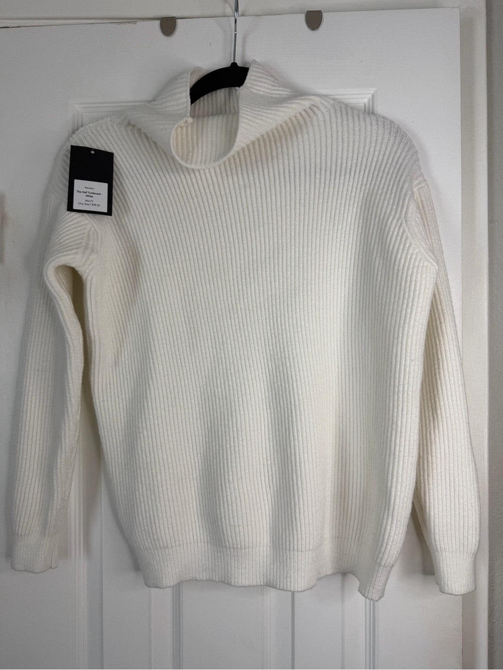 Women's Cream Ribbed Cowl Neck Sweater
